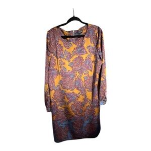 The Limited Orange Blue Paisley Midi Dress Boho Preppy Retro Style XL